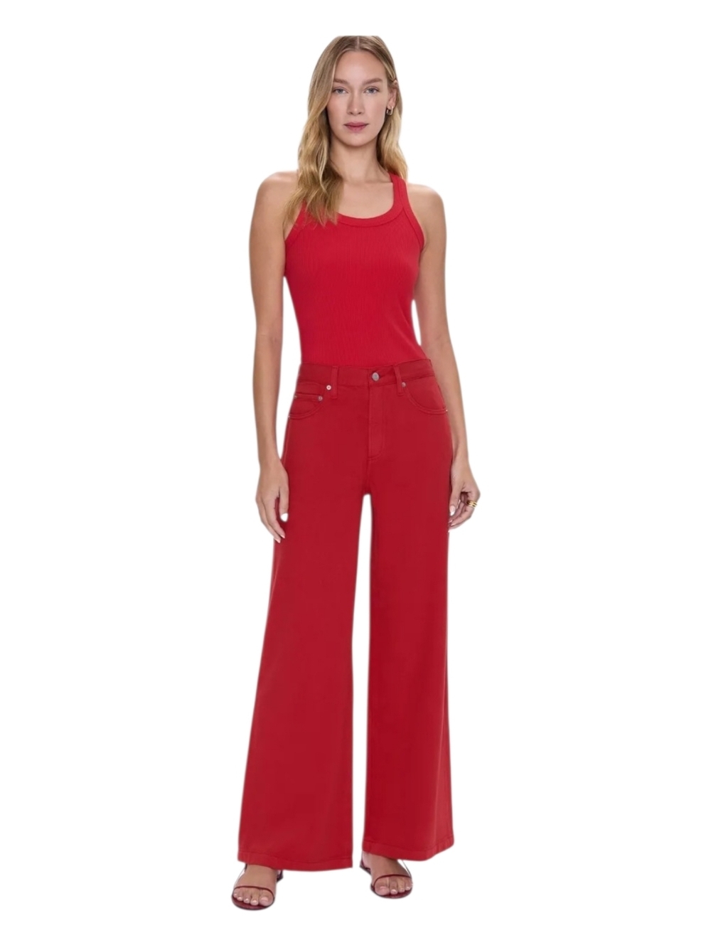 pistola Red High-Waist Wide Leg Jeans